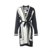 エルメス 23AW シルク パンツ 34 レディース ブラック×ホワイト