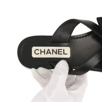 ［VINTAGE] CHANELココマークレザー ビーチサンダル37★ABランク シャネル ココマーク レザー ビーチサンダル 37 レディース
