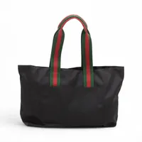 グッチ ロゴ ナイロンxキャンバス トートバッグ ブラック 802172