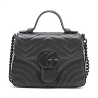 グッチ GGマーモント レザー ハンドバッグ グッチ GGマーモント レザー 2WAYハンドバッグ ブラック 702563
