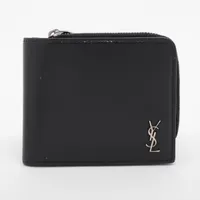 サンローランパリ YSLロゴ レザー 二つ折り財布 ブラック 644587
