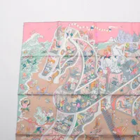 エルメス カレ90 アカデミア イピカ スカーフ シルク ローズボンボン