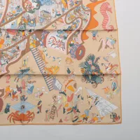 エルメス カレ90 アカデミア イピカ スカーフ シルク ブルーグラシエ