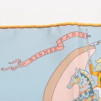 エルメス カレ90 アカデミア イピカ スカーフ シルク ブルーグラシエ