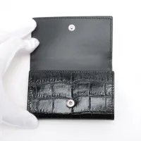 セリーヌ ロゴ クロコ型押し キーケース ブラック A3785513｜中古