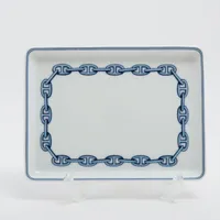 エルメス ONDE DE CHIC 洗練の波 プレート 陶器 グレー×オレンジ