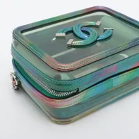 CHANELバニティ シャネル CCフィリグリー ビニールxパテントレザー バニティ