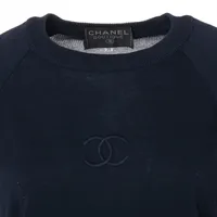CHANEL BOUTIQUE ネイビー 半袖ニット　36 値下げ‼︎【美品】CHANELネイビーココロゴコットンニット 半袖