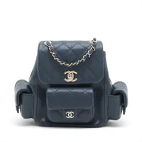シャネル　ドゥドーヌ　リュック　ナイロン　シルバー　エンボス　24番台 CHANEL - シャネル ドゥドーヌ リュック ナイロン シルバー