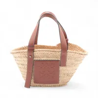 未使用品【LOEWE】カゴバッグ/スモール/ラフィア/バスケット ロエベ バスケットスモール ラフィアxレザー カゴバッグ
