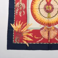 エルメス カレ90 BRAZIL ブラジル スカーフ シルク ネイビー