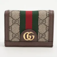 【美品】グッチ 三つ折財布 ブラウン マーモント オフィディア スプリーム GUCCI - 【美品】グッチ 三つ折財布 ブラウン マーモント オフィ