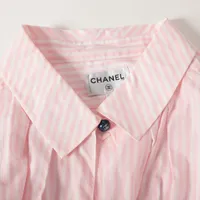 シャネル ココボタン 19年 コットン シャツ 36 レディース ピンク  
