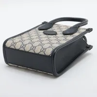 セール★Gucciグッチ★671623 グッチ GGスプリーム PVCxレザー 2WAYハンドバッグ ネイビー
