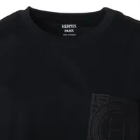 【25AW！オシャレ】HERMES Tシャツ ブラック エルメス(HERMES)エルメス Tシャツ 刺繍入りポケット 半袖T