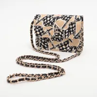 美品 CHANEL ベージュ レザー ポーチ シャネル マトラッセ キャンバス×レザー ポーチ ベージュ
