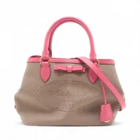 PRADA ハンドバッグ 2way ロゴ レザー ピンクベージュ プラダ ガレリア レザー 2WAYハンドバッグ ピンクベージュ