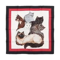 エルメス スカーフ シルク ブラック カレ90 LES CHATS キャット