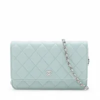 シャネル チェーンウォレット キャビア ライトブルー マトラッセ シャネル CHANEL チェーンウォレット ミニ