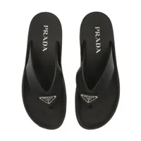 PRADA ブラック ラバー サンダル プラダ トライアングルロゴ ラバー サンダル 7 1/2 ユニセックス