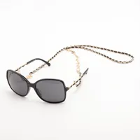 CHANEL サングラス 5210-Q-A ブラウン レザー チェーン ゴールド □シャネル□ ココマーク サングラス チェーンモチーフ ブラウン