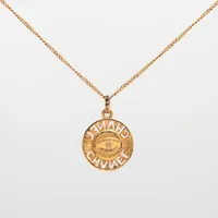 シャネル ロゴ 3735 ネックレス GP×フェイクパール ゴールド