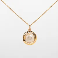 シャネル ロゴ 3735 ネックレス GP×フェイクパール ゴールド