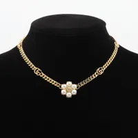 グッチ ダブルG ネックレス GP×フェイクパール ゴールド