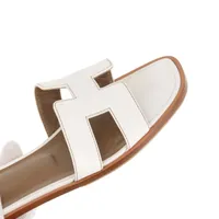 HERMES ホワイトレザー トングサンダル 36 エルメス レザー サンダル 36.5 レディース ホワイト