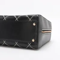L16♡ワイルドステッチ　オールブラック　ハンドバッグ シャネル ワイルドステッチ レザー ハンドバッグ ブラック