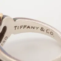 【美品】ティファニー ハート＆リボンリング 925/750 #7.5 TIFFANY & Co. ハート リボン リング シルバー ゴールド 925
