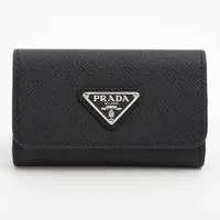 プラダキーケースブラック美品本ナイロンｘ革レザー PRADA - 【美品】プラダ キーケース 6連キーケース カードケース