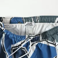 エルメス 21SS ナイロン スイムウェア XL メンズ ブルー セリエボタン 