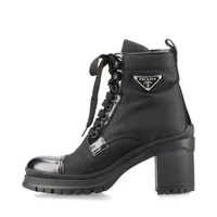極美品　PRADA リ　ナイロン　ショートブーツ　ブラック　サイズ37 プラダ Re Nylon リ ナイロン レザー ショートブーツ 37 1/2