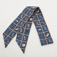 極美品 HERMES エルメス ツイリー シルク スカーフ ネイビー 自由の馬 802500038153000-4_e80b512a-
