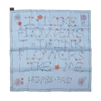 エルメス カレ70 I LIKE FLOWERS スカーフ シルク ブルー