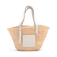 ロエベ ラフィア バッグ 新品 ミディアムサイズ オラ バッグ ミディアム（ラフィア&カーフ） ブラック - LOEWE