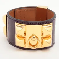 H2331 美品!! エルメス コリエドシアン レザー ワイド ブレスレット エルメス コリエドシアン □O2011 ブレスレット レザー×GP