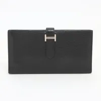 エルメス ベアンスフレ シェブルミゾル 財布 ブラック シルバー