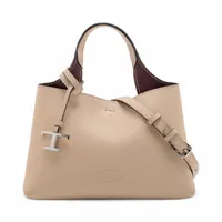 【TOTEME】ハンドバッグ 2WAY レザー ブラック ベージュ トッズ マイクロ Tタイムレス レザー 2WAYハンドバッグ ベージュ