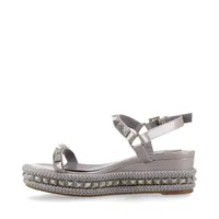 クリスチャンルブタン ファブリック ラメ 丸スタッズ ウェッジソール サンダル CHRISTIAN LOUBOUTIN(クリスチャンルブタン) サンダル 36