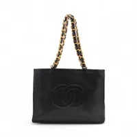 CHANEL ココマーク ラムスキン チェーントートバッグ ブラック シャネル ココマーク ラムスキン チェーントートバッグ ブラック