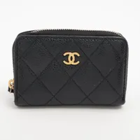 ♦︎極美品♦︎CHANELマトラッセキャビアスキンキーケース ブラック ゴールド金具 シャネル マトラッセ キャビアスキン コインケース ブラック