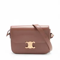 セリーヌ トリオンフ バレッタ レザー ブラウン A3663446｜中古