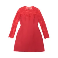 VALENTINO ワンピース 383VA4G61CF ヴァレンティノ ウール×シルク ワンピース 38 レディース レッド
