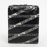 ⭐️ 極美品 バレンシアガ ロゴ レザー 二つ折り財布 ブラック 鑑定済 BALENCIAGA バレンシアガ 財布 二つ折り コンパクト ミニ財布