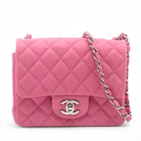 VINTAGE シャネル ミニフラップバッグ17cm キャビア ピンク