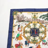 エルメス　カレ90　Joies'd Hiver　タグ付き エルメス カレ90 Joies d'Hiver 冬の愉しみ スカーフ シルク