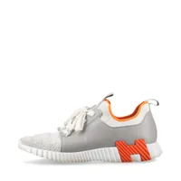 エルメス デパール ニット×レザー スニーカー 41 メンズ グレー