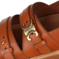 CELINE オレンジ レザー ・ウッドミュール⭐︎極美品⭐︎ セリーヌ トリオンフ レザー サンダル 34 レディース ブラウン